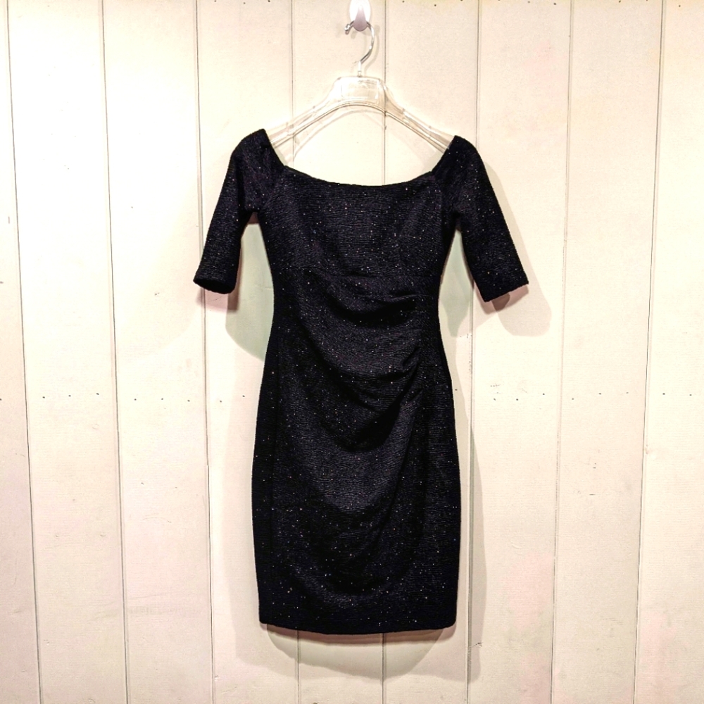 Eliza J Sparkly Black Cocktail Dress, Size 4P